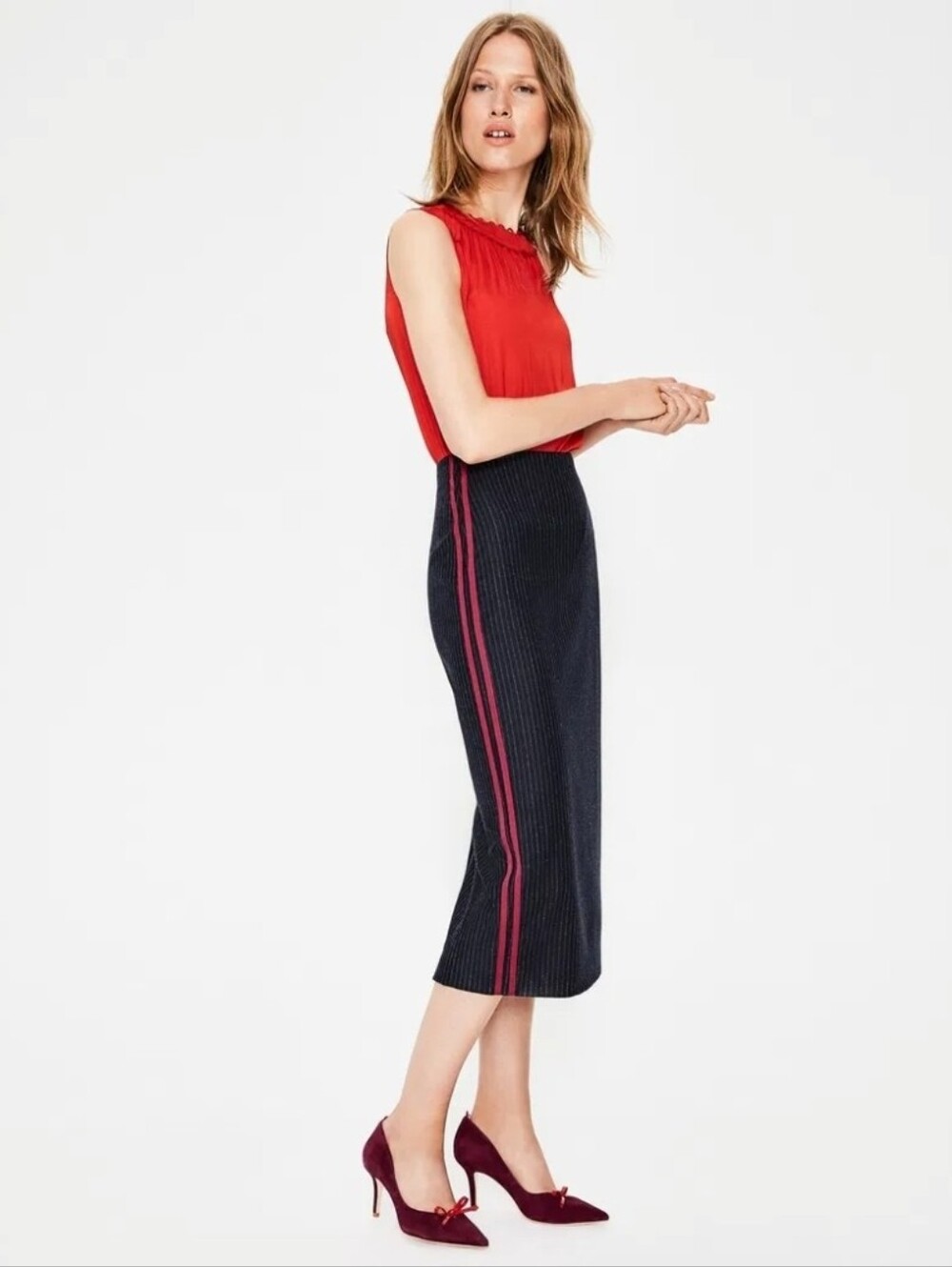 Boden Creswell Wool Blend Pinstripe Skirt